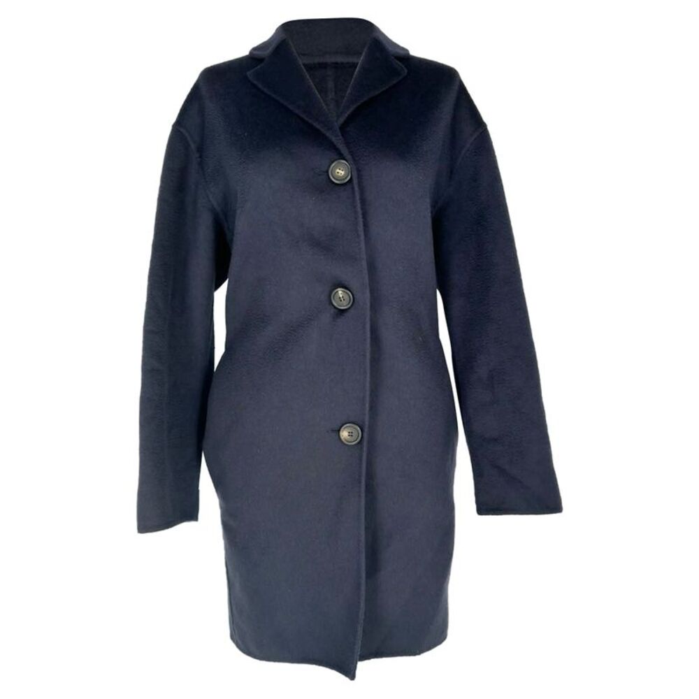Mansur Gavriel Single Breasted Coat in Navy Blue Cashmere